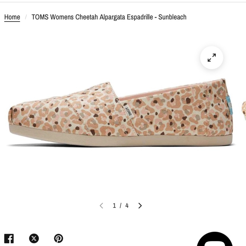 Toms Canvas Abstract Leopard Print Slip on womens 8 canvas slip on pink beige